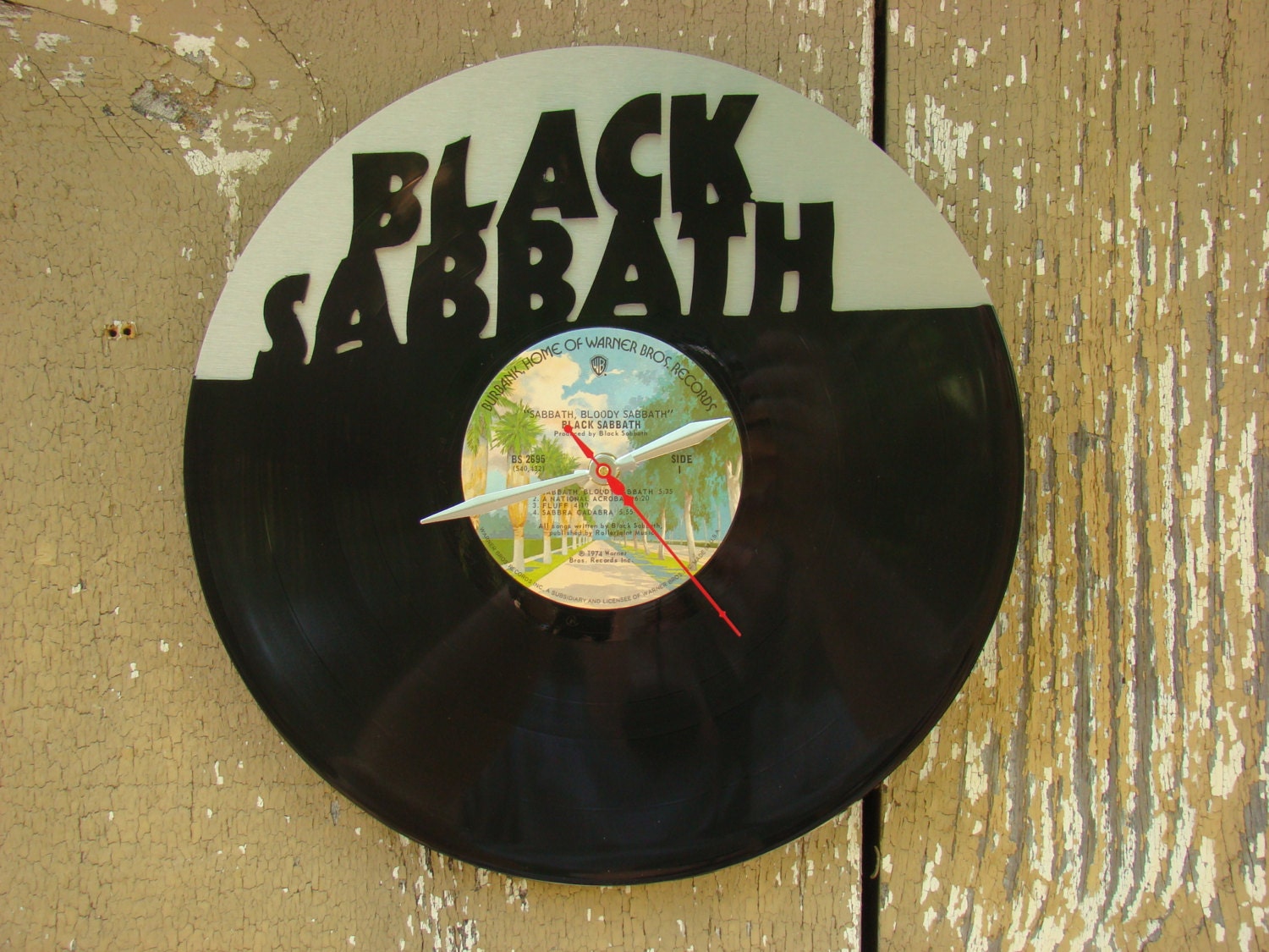 Re-purposed, recycled Vinyl Record -  Black Sabbath vinyl clock
