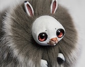 Bunny Rabbit Art Doll Furry Creature OOAK Animal Sculpture Handmade Figurine