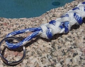 Handmade by Kids Blue and White Survival Paracord Key chain Keyring Accessory - Camping Hiking Backpacking Fishing
