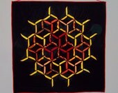 Recycled Art Quilt Titled Sun and Wind, 60 x 60"