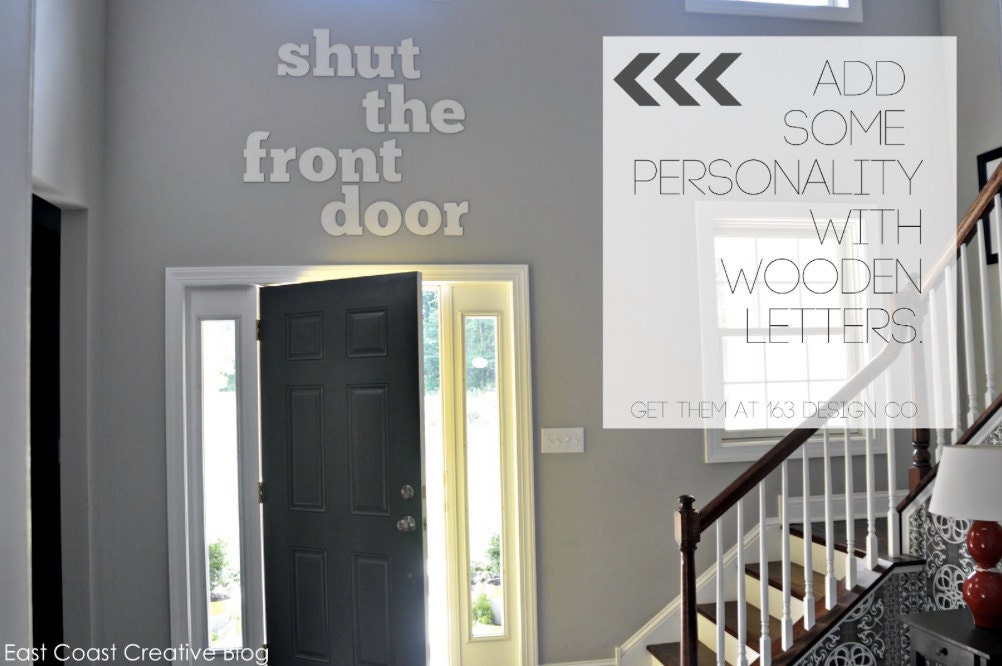 Shut The Front Door Foyer Sign, Statement Piece, Large Letters, Typography