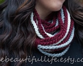Crochet  Chain Infinity Scarf - Cowl - College Edition