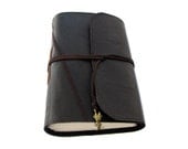 Handmade Black leather journal, notebook, diary, travel journal, blank drawing paper, 240 pages
