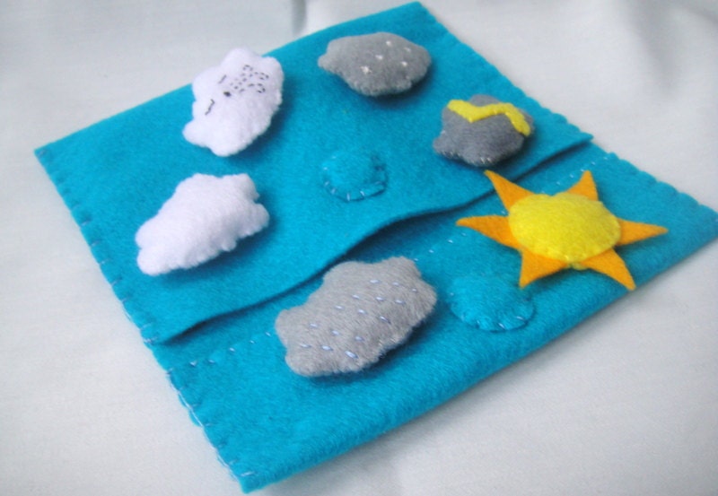 Felt weather magnets - Montessori plush game- Fabric children's bag