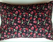 Travel Pillow Case -  Red Hearts and Roses