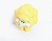 Cute textile sheep toy - polka dot  yellow sheep - baby nursery - home decor toy