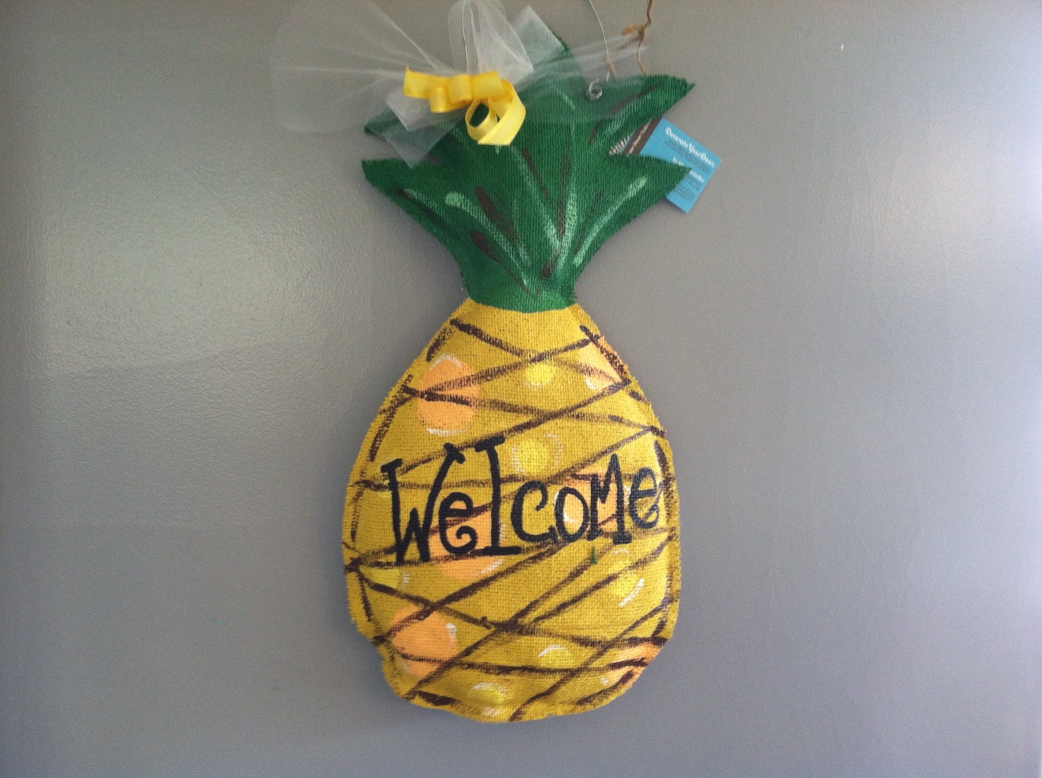 Pineapple Welcome  Burlap Door Hanger