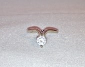 Unique Sterling Silver 925 Crystal Clear Rhinestone Solitare Ring - Size 8.5