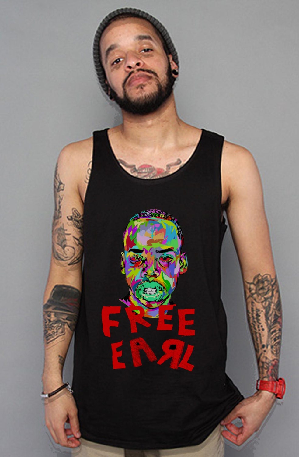 Odd Future Earl Sweatshirt T Shirt OFWGKTA Wolf Gang Free Earl - Black Tank Top