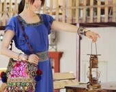 Embroidery bag folk style bag bag canvas bag Handmade embroidery bag purse Hand Made Embroidery Great Floral Pattern Tote Bag