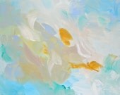 Abstract Painting Original Artwork 11x14 Light Blue, Green, Pale Pink, Purple Wall Art Ready to Hang