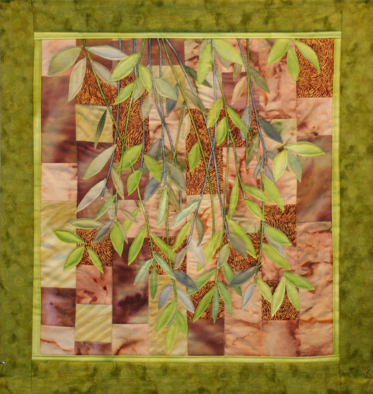 Hand painted fabric art quilt wallhanging by ArtQuiltsbyGretchen