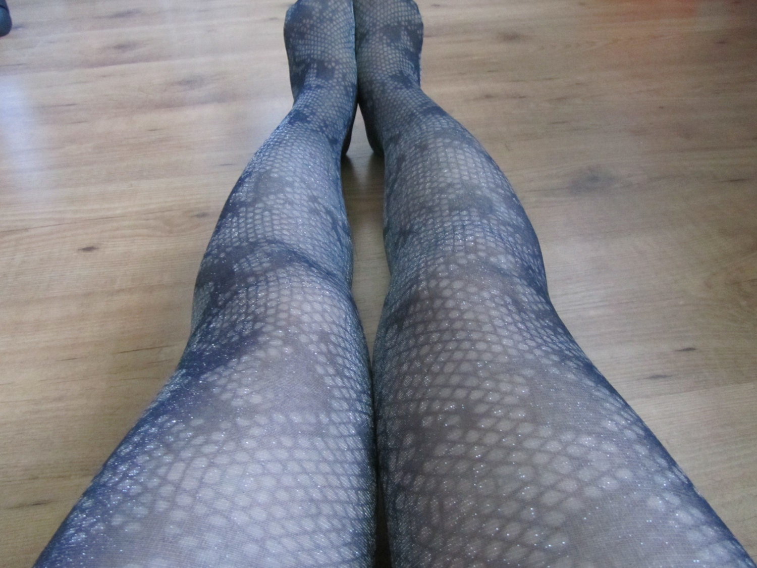 Snakeskin printed sheer Glitter pantyhose/Tights
