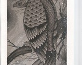 Hawk Tattoo Watercolor Flash Print