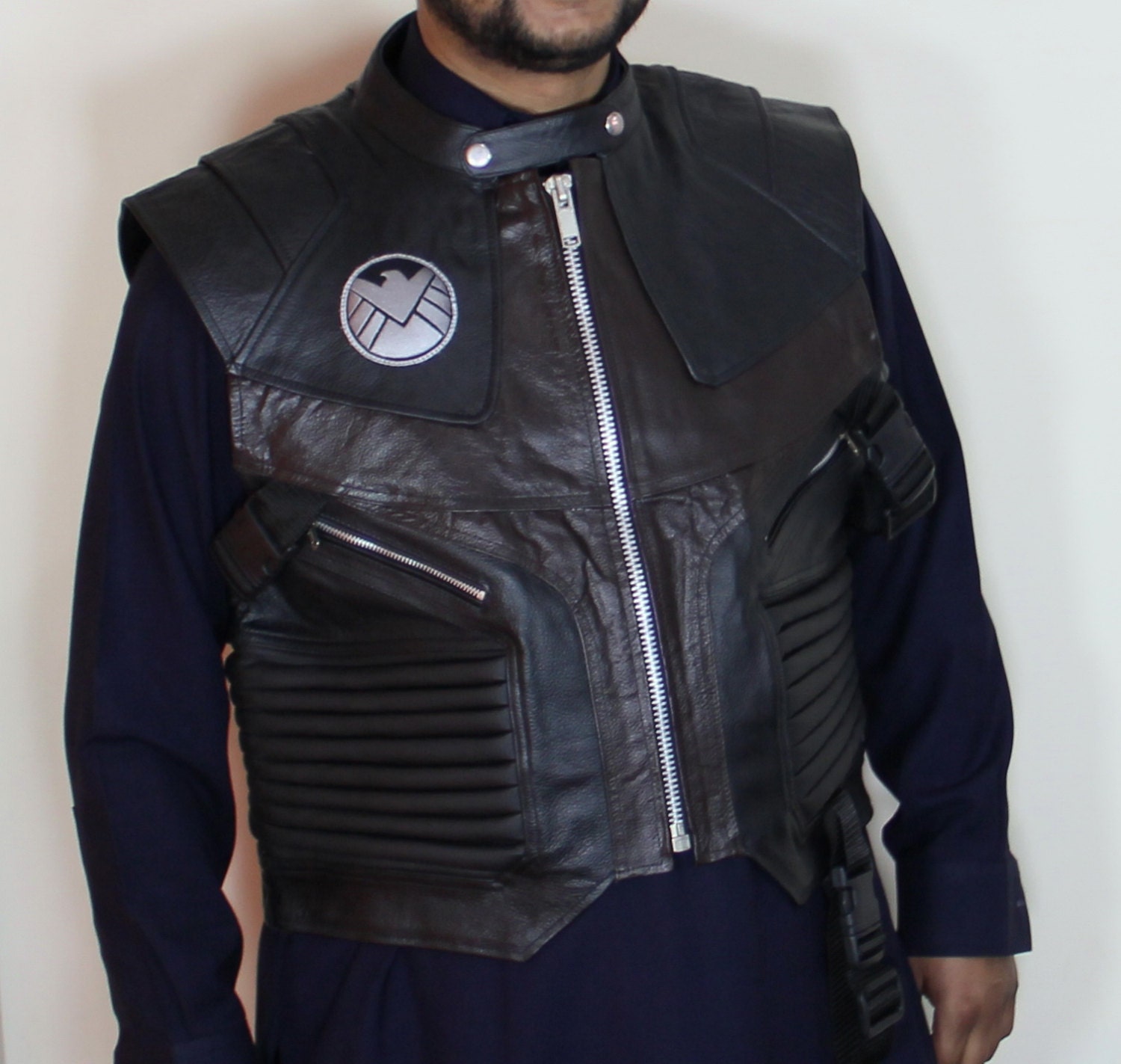 handmade Men black Avengers Leather vest , The Avengers Leather Hawkeye Vest, Avengers movie Leather vest