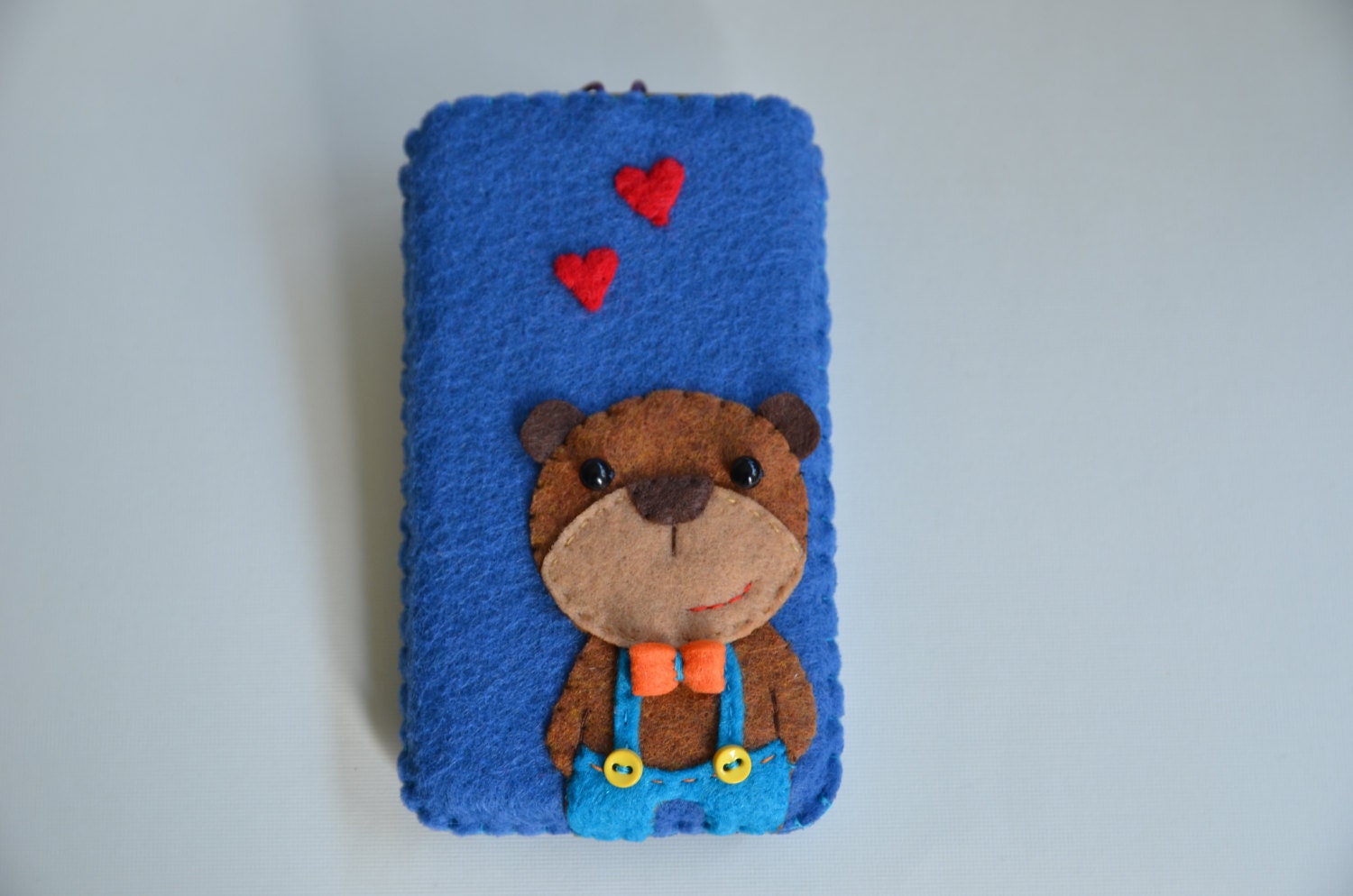 Handmade Eco Friendly Cell Phone Case - Felt Phone Case - iPhone case - Teddy Bear Cell Phone Case