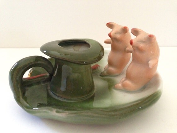 Antique German Pig Fairing Match Holder or Candle by JanvierRoad