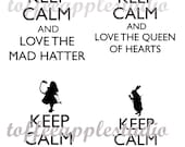 Alice In Wonderland Keep Calm Carry On Waterslide Decal Sheet 8.5 x 11  Sheet Supplies Ceramic Metal Plastic Stone Buy Four Get One Free