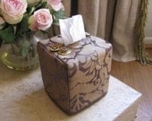 Gold Vintage Button Tissue Box Silk Cover