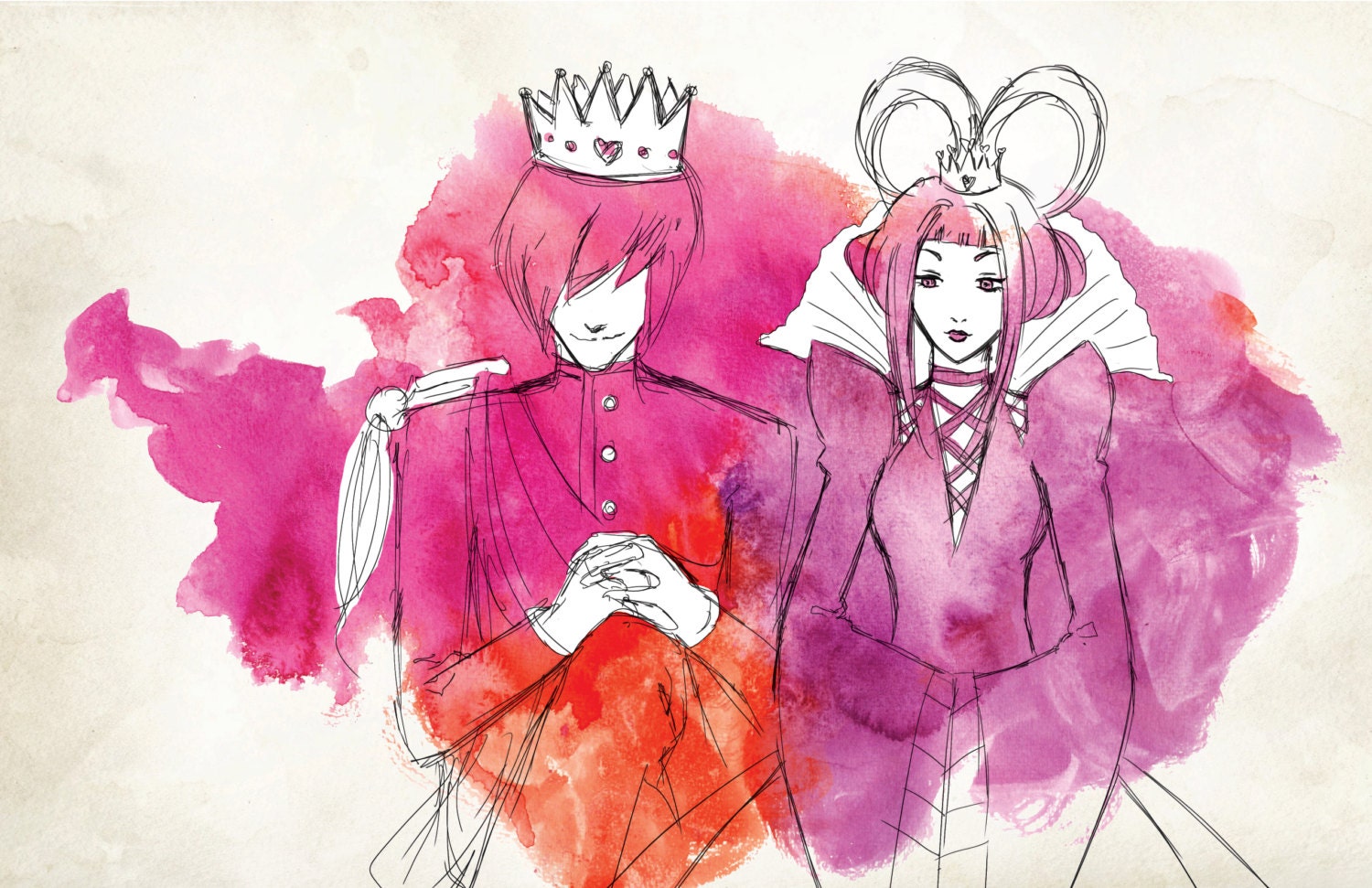 Art Print - Alice's Adventure's in Wonderland - "The King and Queen of Hearts"