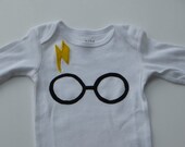 Harry Potter baby onesie, onsie, creeper, bodysuit, one piece, shower gift, lightning bolt scar with glasses