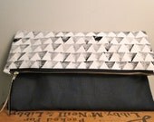 Hand Stamped Color Block Canvas Fold Over Clutch - triangle