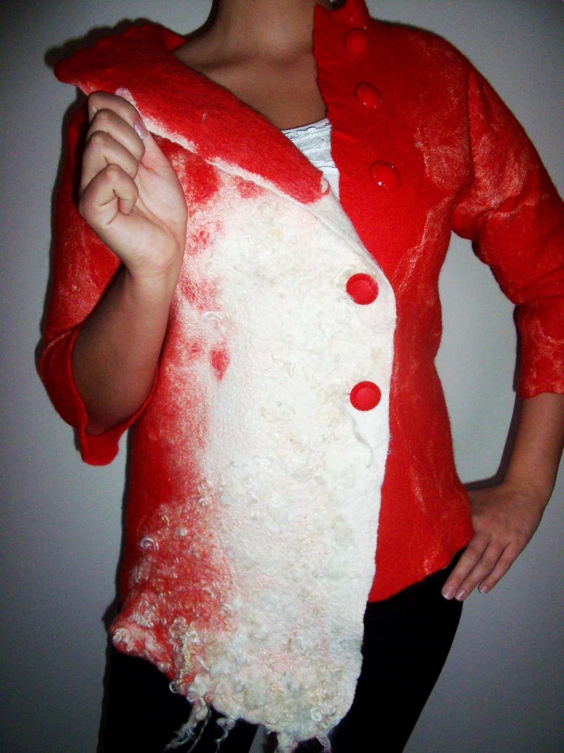Handmade felted wool women jacket OOAK size L unique fashion