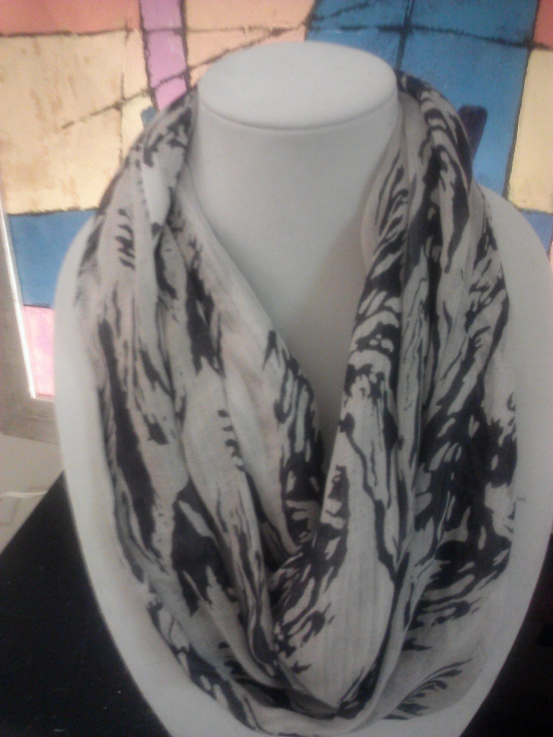 Blue/White Viscoe infinity scarf