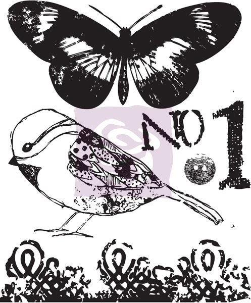 Prima "Lyric" Mini Stamp Set (Birds & Butterfly)  - Clear Stamp Set - 5 pcs