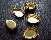 24 pcs vintage brass prong setting 18x13 jewelry findings