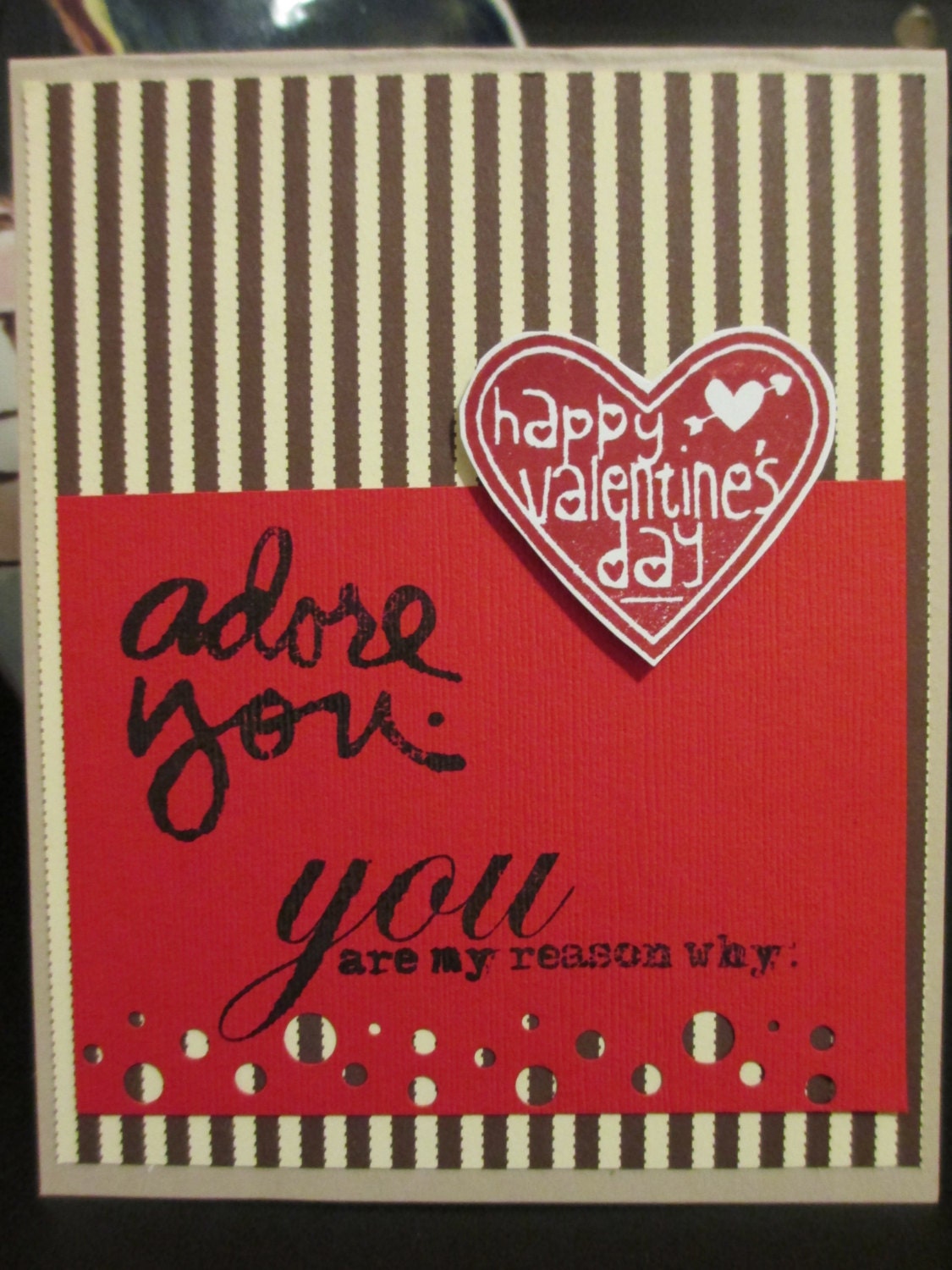 Adore You - Happy Valentines Day - Hand Stamped Greeting Card