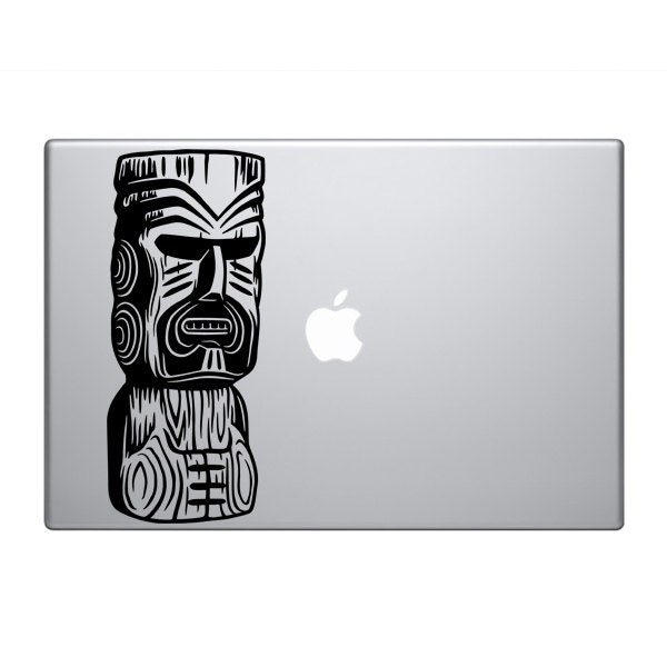 Tiki Art Carving Statue Vinyl Decal / Sticker to fit Macbook Pro 13" 15" 17" - Custom sizes statuette idol  precision die cut  tribal Moai