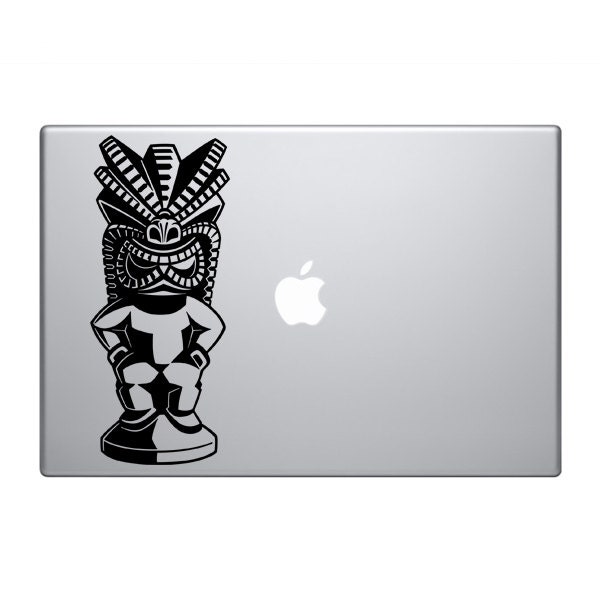 Tiki Art Carving Statue Vinyl Decal / Sticker to fit Macbook Pro 13" 15" 17" - Custom sizes statuette idol  precision die cut  tribal Moai