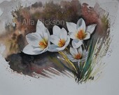 ART 8x10 print of an original watercolor painted by me, Ode to Spring, flowers, floral, spring, orange, nature, greeting card