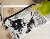 small bag zipper bag purse with Dog Hand print  CHIHUAHUA