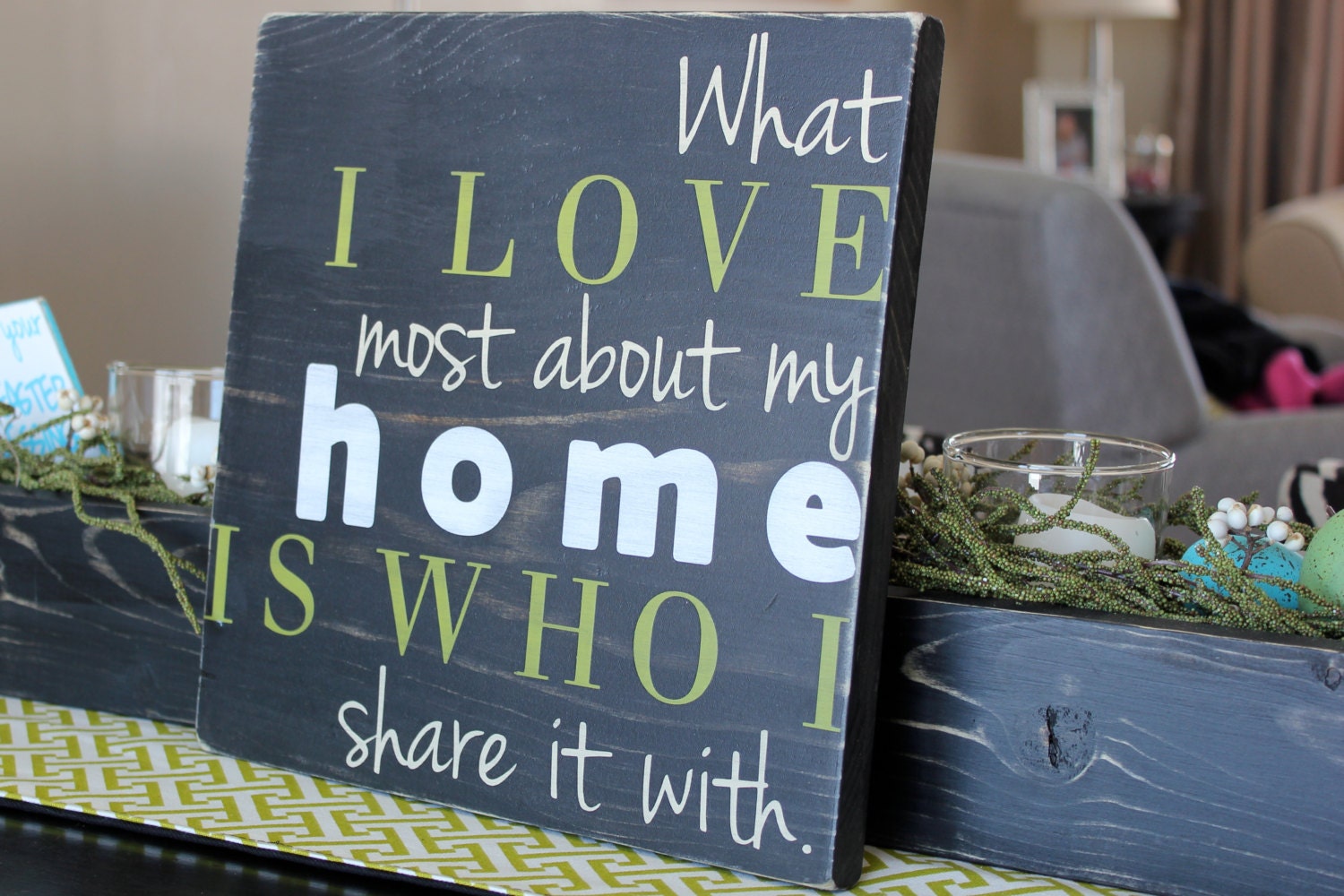 Painted Custom Quote Wood Sign - with decal vinyl lettering wall words home decor