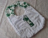 Appliqued NEW Handmade St. Patrick's Day SHAMROCK Boutique Bibs Rag Quilt Style