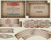 Vintage Carnival birthday party kit Retrench Parisian Circus DIY Printao Frble Kids package Circles Invitation Banner Labels boys girls Il_170x135