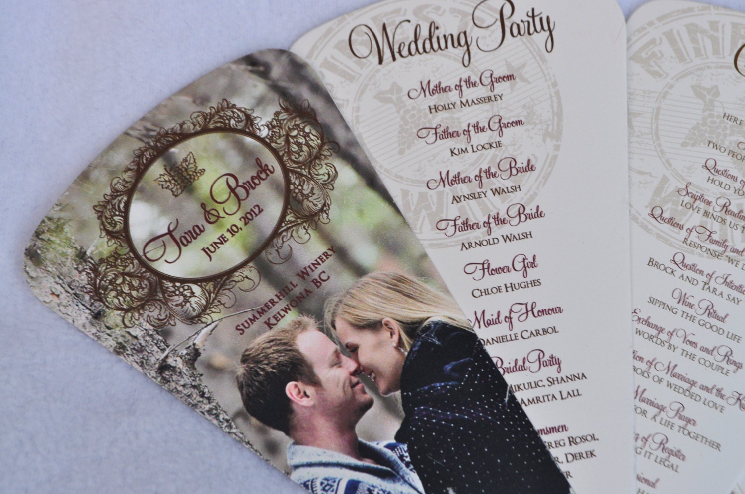 Fan Wedding Programs: Custom Wine Theme Vineyard Photo Fan Wedding Programs, Fan Wedding Invitations, Fan Programs for Beach Wedding, Wine