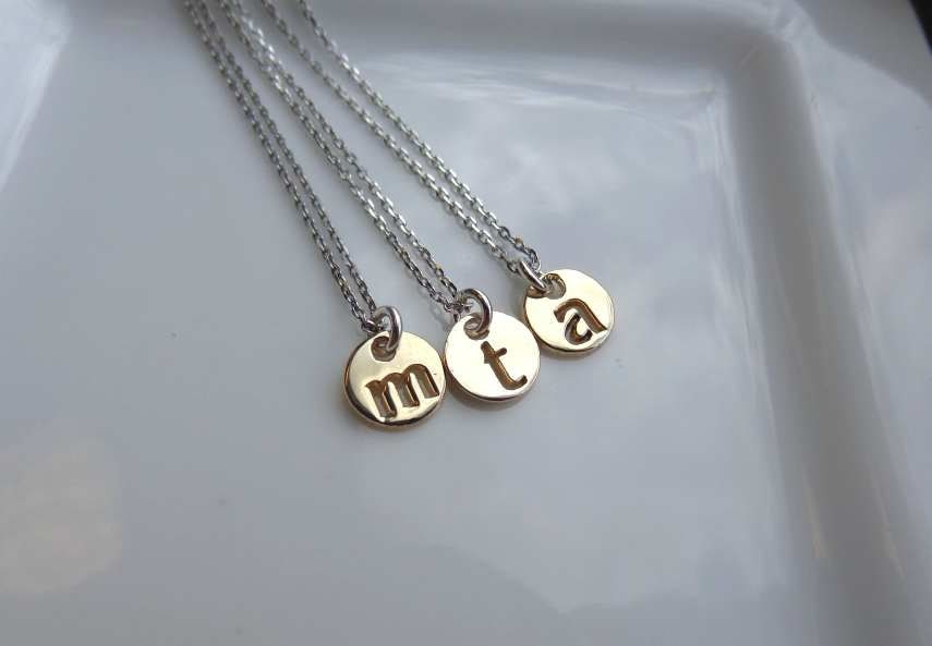 Personals in Two Tone Sterling Silver and 10k Yellow Gold Lowercase Initial 18" Necklace, Perfect for MOM