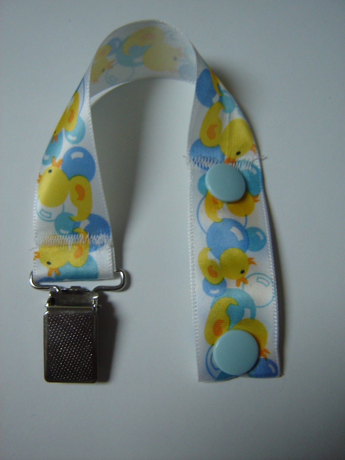 Unisex Rubber Duck Pacifier Clip Blue Yellow Boy Girl Baby Infant Toddler