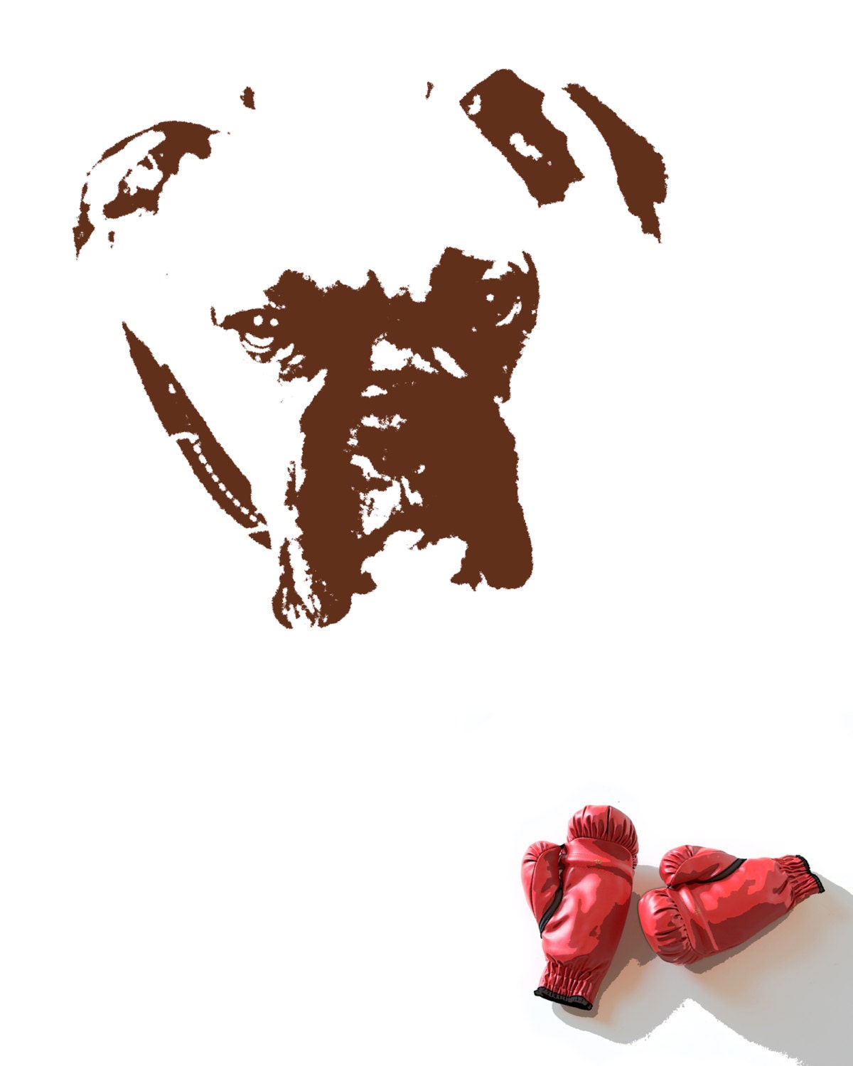 Dog - Boxer - Photograph - Boxing Gloves - Brown - Red