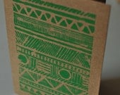 Aztec lino print greeting card