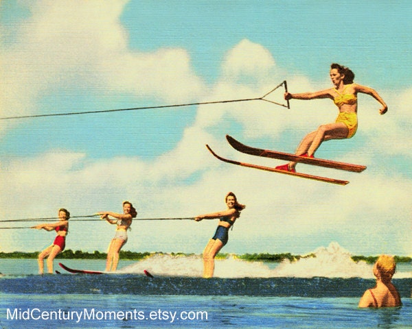 Americana Art 1950 Retro Style Print, Women Water Skier Skiing, 50s Photography Photo, Mid Century MidCentury Modern Home Decor Wall 8x10