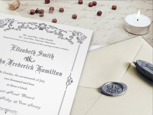 Custom wedding Rustic Vintage Wedding Invitation with wax seal stamp brass Personalized Wedding Stamp