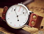 Man Woman Watch Leather Wrist Watch (W0100)
