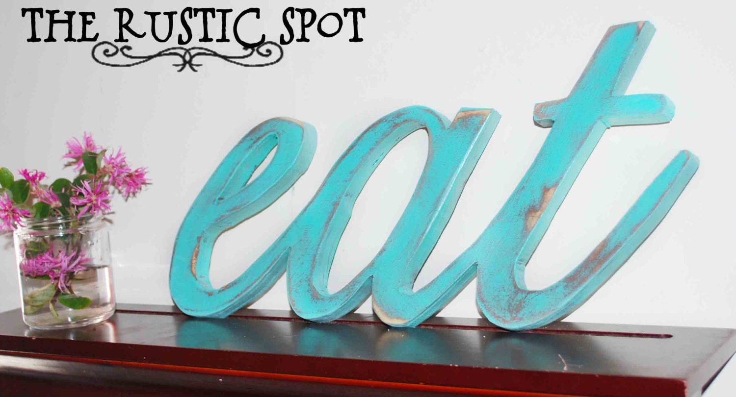 Eat Sign Kitchen Wood Sign Wall Restaurant Wooden Key West Turquoise