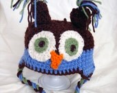 Custom Fit Crochet Handmade Owl Hat Cap Adult Teen Photo Prop
