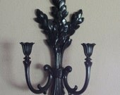 Black Candle Sconce, Black Candle Holder. Upcycled Home Decor, Gothic Candle Sconce, Glam Candle Sconce, Black Candle Holder