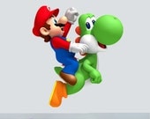 Large Nintendo Super Mario and Yoshi Wall Sticker Decal Art Vinyl Mural Full Colour 700mm x 625mm Custom Sizes Available